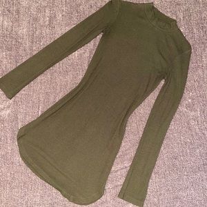 Olive Green Bodycon Mock Neck Dress